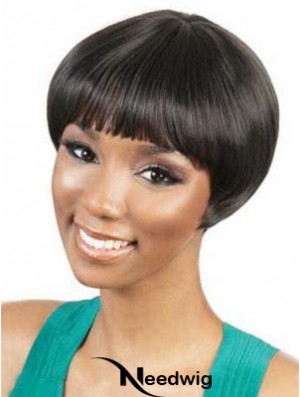 Short Black Straight Bobs Ideal African American Wigs