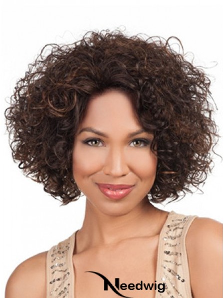 High Quality Chin Length Kinky 10 inch Synthetic Glueless Lace Front Wigs