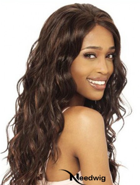 Brown Long Hairstyles Wavy Without Bangs Lace Wigs