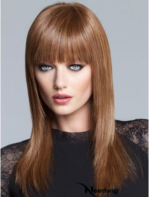 Yaki With Bangs Long Brown Fabulous Lace Front Wigs