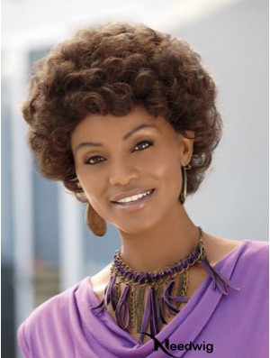 Short Brown Curly Without Bangs Discount African American Wigs