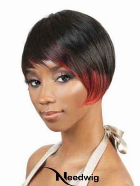 Short Black Straight Layered Fashionable African American Wigs