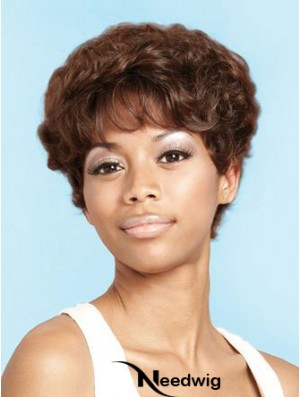 Short Brown Curly Layered Beautiful African American Wigs