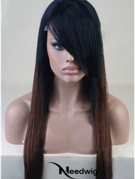 Long Straight With Bangs Full Lace 26 inch Stylish Black Women Wigs