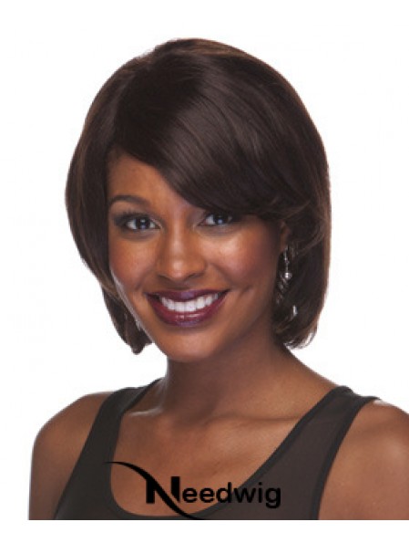 Chin Length Brown Straight Layered Gorgeous African American Wigs