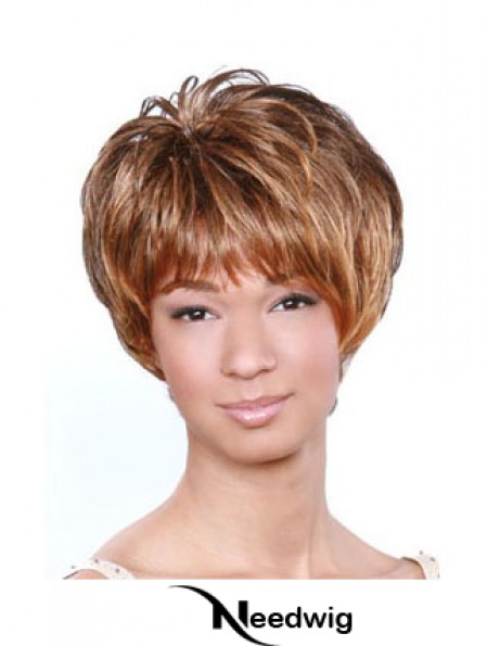 Short Brown Wavy Boycuts Popular African American Wigs