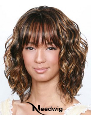 Shoulder Length Brown Curly Layered Best African American Wigs