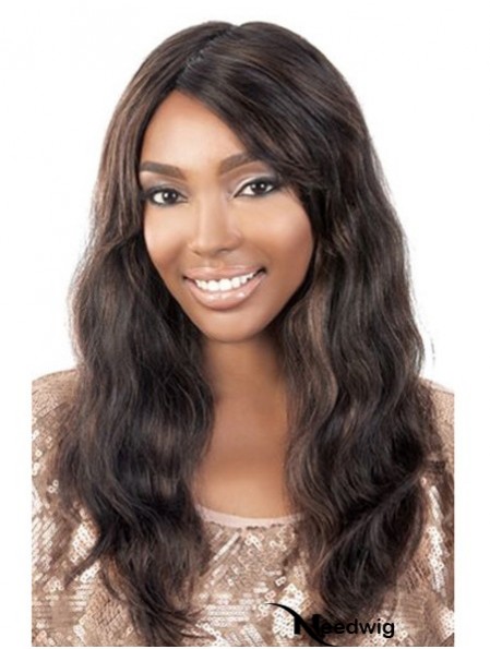 Long Brown Wavy Without Bangs Modern African American Wigs