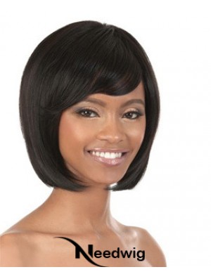 Chin Length Black Straight Bobs Popular African American Wigs