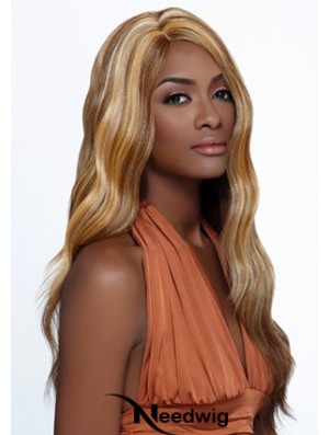 Long Blonde Wavy Layered Ideal African American Wigs