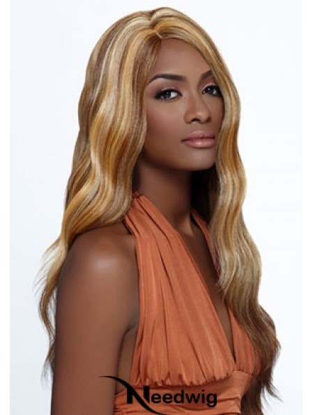 Long Blonde Wavy Layered Ideal African American Wigs