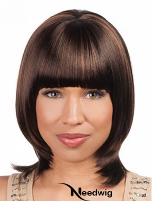 Sleek Chin Length Yaki 16 inch Synthetic Glueless Lace Front Wigs