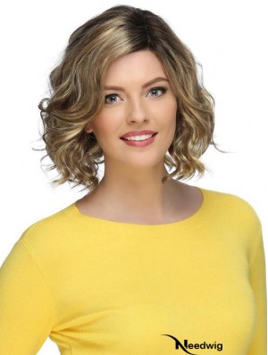 Blonde Stylish Curly Chin Length Synthetic Bob Wigs