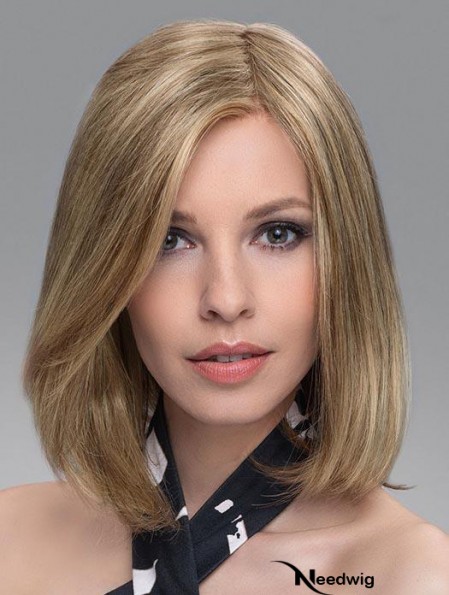 Blonde Soft Straight Shoulder Length Synthetic Bob Wigs