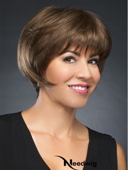 6 inch Cropped Incredible Brown Straight Bob Wigs