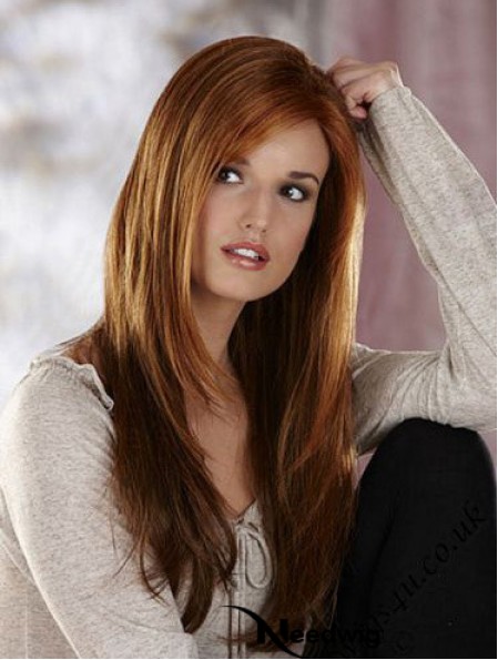 Without Bangs Capless 18 inch Straight Auburn Long Wigs