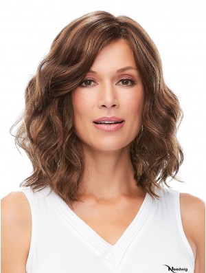 Monofilament Brown 14 inch Shoulder Length Layered Heat Safe Wigs