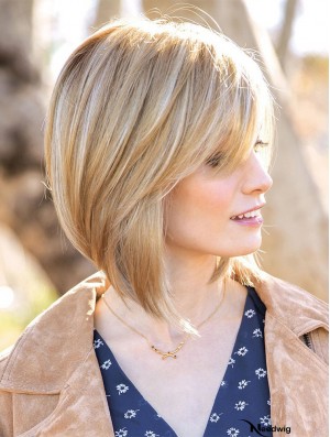 12 inch Chin Length Blonde Straight Affordable Bob Wigs