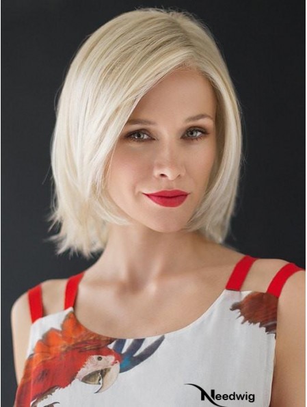 Monofilament White 12 inch Chin Length Layered Heat Resistant Wig