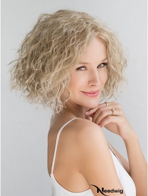 Blonde Chin Length Curly Without Bangs 10 inch Fashionable Medium Wigs