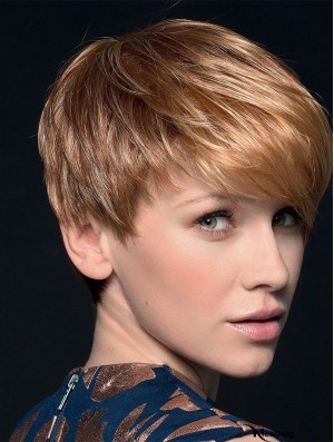 Blonde 4 inch Boycuts Cropped Top Monofilament Wigs
