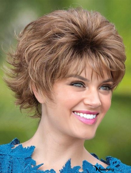 Layered Brown Wavy 5 inch Short Synthetic Wigs