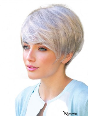 Monofilament Short Straight Boycuts Synthetic Realistic Wigs