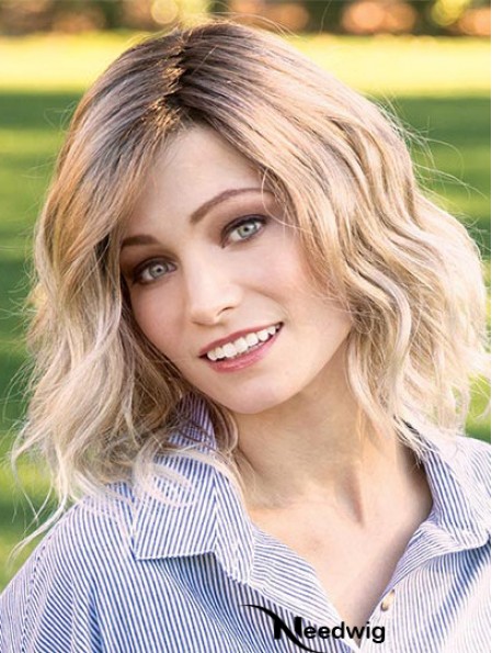 Blonde 14 inch Layered Shoulder Length Online Monofilament Wigs