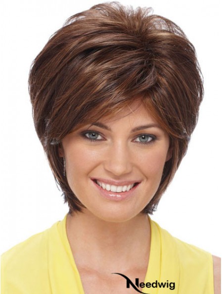 Sleek Synthetic Wigs Auburn Color Short Length Layered Style