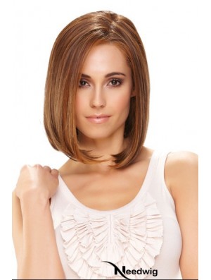 Synthetic Front Lace Wigs Chin Length Monofilament Straight Style Brown Color