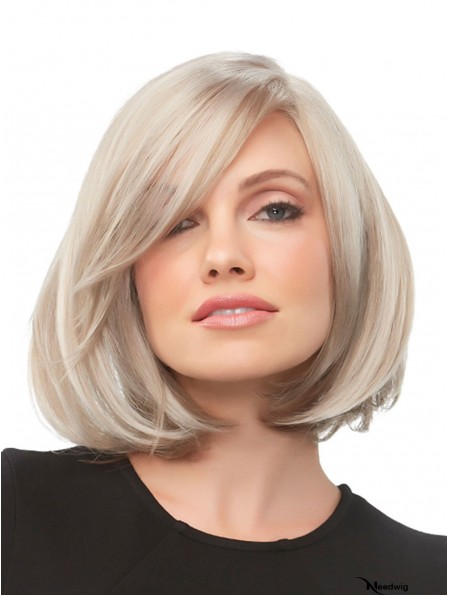100% Hand-tied Blonde 12 inch Chin Length With Bangs Heat Friendly Wigs