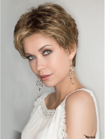 100% Hand-tied 4 inch Curly Blonde Boycuts Synthetic Wigs Women