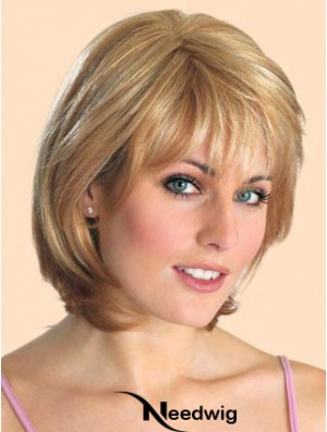 Cheap Synthetic Lace Front Wigs Straight Style Blonde Color Chin Length