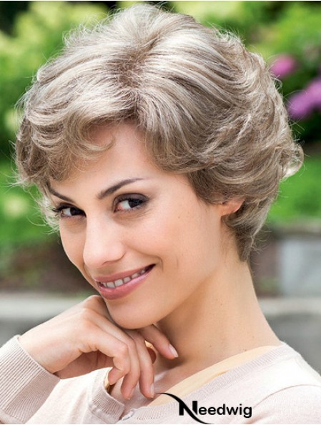 Cheap Grey Wig 100% Hand Tied Layered Cut Short Style