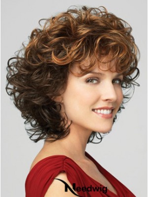 Classic Ladies Wig With Bangs Lace Front Curly Style Chin Length