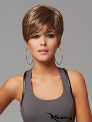 Convenient 5 inch Straight Brown Layered Short Wigs