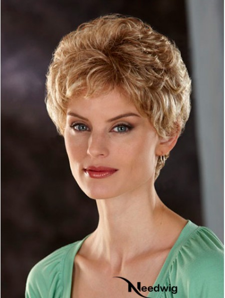 Comfortable Blonde Short Wavy Classic Lace Front Wigs