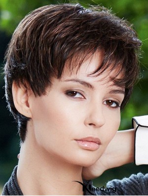 Synthetic Wigs UK Cheap With Capless Brown Color Short Length