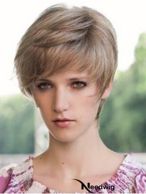 Suitable 6 inch Straight Blonde Boycuts Short Wigs