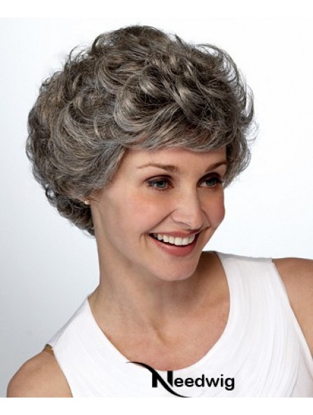 Synthetic Short Curly Lace Front Elderly Lady Wigs