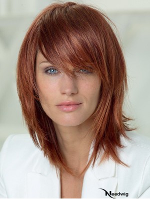 14 inch Straight Layered Capless Auburn Soft Long Wigs