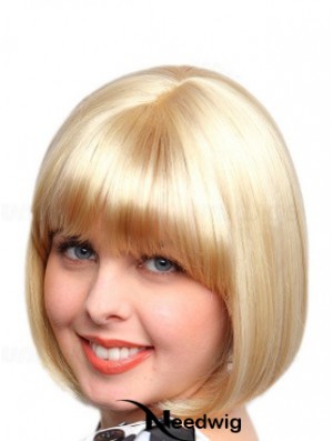 Chin Length Bobs Straight Blonde Affordable Synthetic Wigs