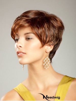 Short Synthetic Hair Wig Boycuts Short Length Auburn Color