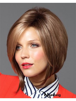 Chin Length Straight Capless Brown No-Fuss Bob Wigs