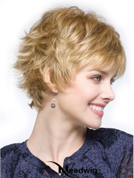 Cropped Layered Wavy Blonde Comfortable Synthetic Wigs
