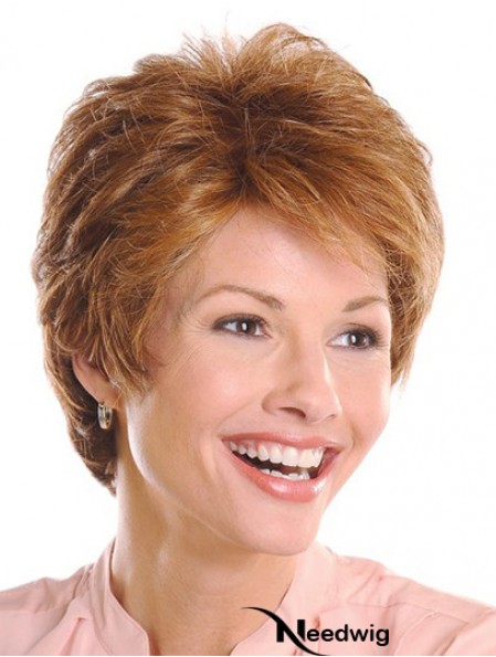 Top 5 inch Wavy Brown Layered Short Wigs