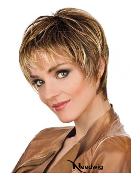 Soft 8 inch Straight Blonde Boycuts Short Wigs