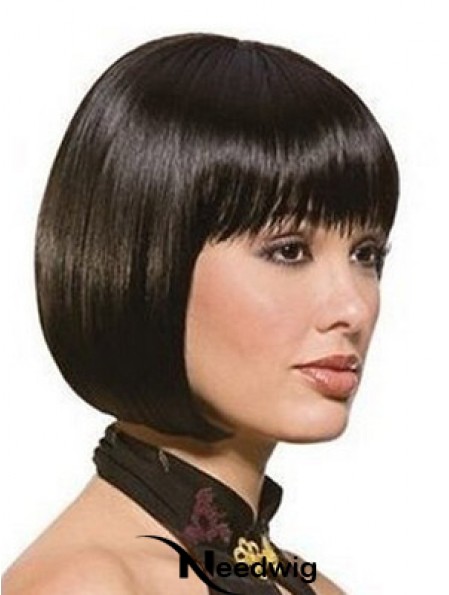 Chin Length Bobs Straight Black Sassy Synthetic Wigs