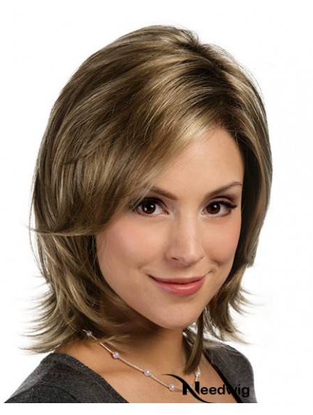 Beautiful Brown Shoulder Length Layered Straight Glueless Lace Front Wigs