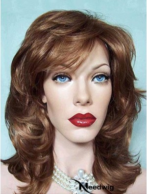 Wavy Layered Shoulder Length Brown Good Lace Front Wigs